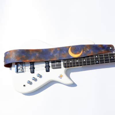 burnyblack custom bass,guitar strap - moon 3 brown/darknavy image 3