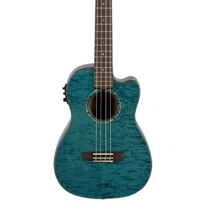 Lanikai Quilted Maple Blue Stain Baritone A/E Ukulele with Foam Case (QM-BLCEB) image 1
