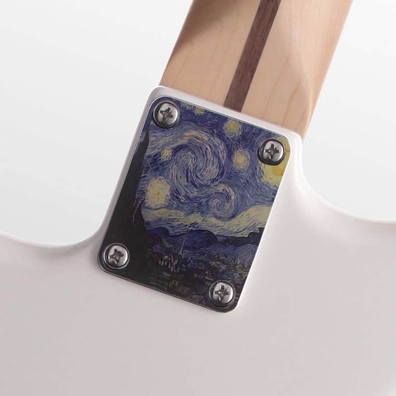 Custom Starry Night Guitar Graphic Color Image Neck Plate Fits Strat / Tele / Bass- USA MADE! image 1