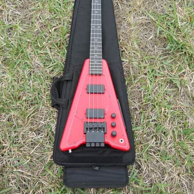 1987 Steinberger XP-2 4 String HEADLESS Bass Guitar, Active EMG's, ORIGINAL RED image 10