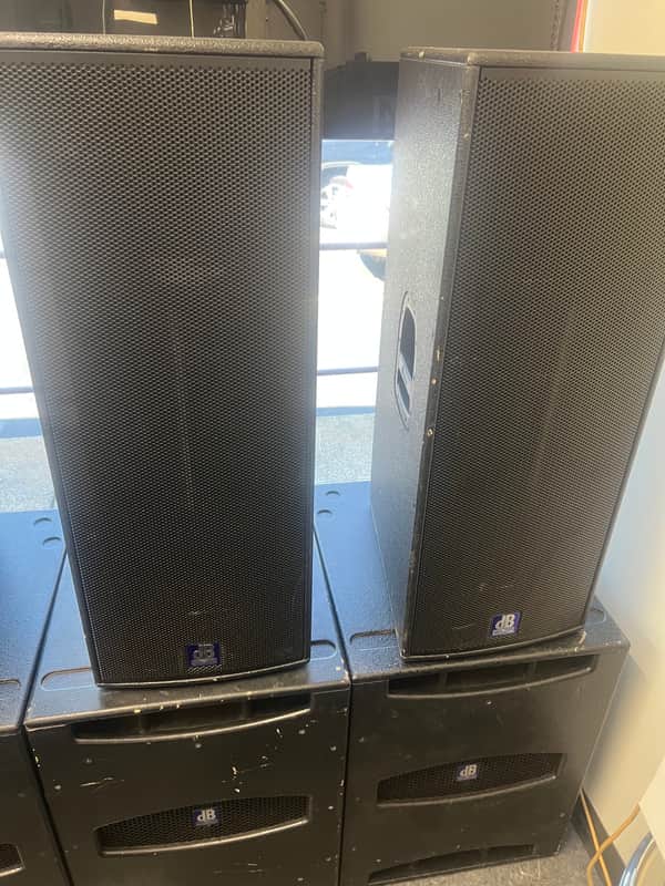 dB Technologies (2) F212 F/R Full Range Powered Speaker Tops & (2) 18D Powered Subs image 1