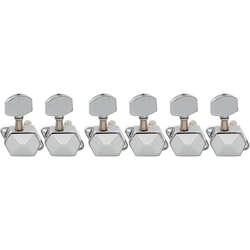 Pro 6 in line Semi Sealed Electric Guitar Machine Heads Tuning Pegs Keys Tuners Set for Fender Stratocaster Telecaster Guitar Replacement Right Hand, Chrome image 1
