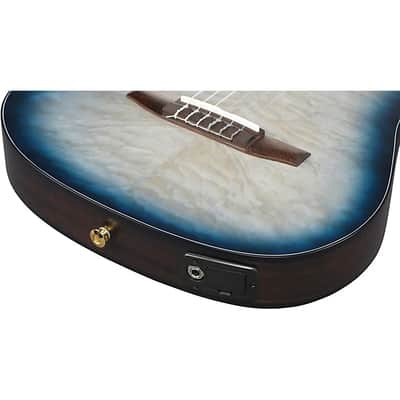 Ibanez FRH20QMNCTL Thinline Nylon String Acoustic-Electric Guitar - Cosmic Blue Starburst Low Gloss image 9
