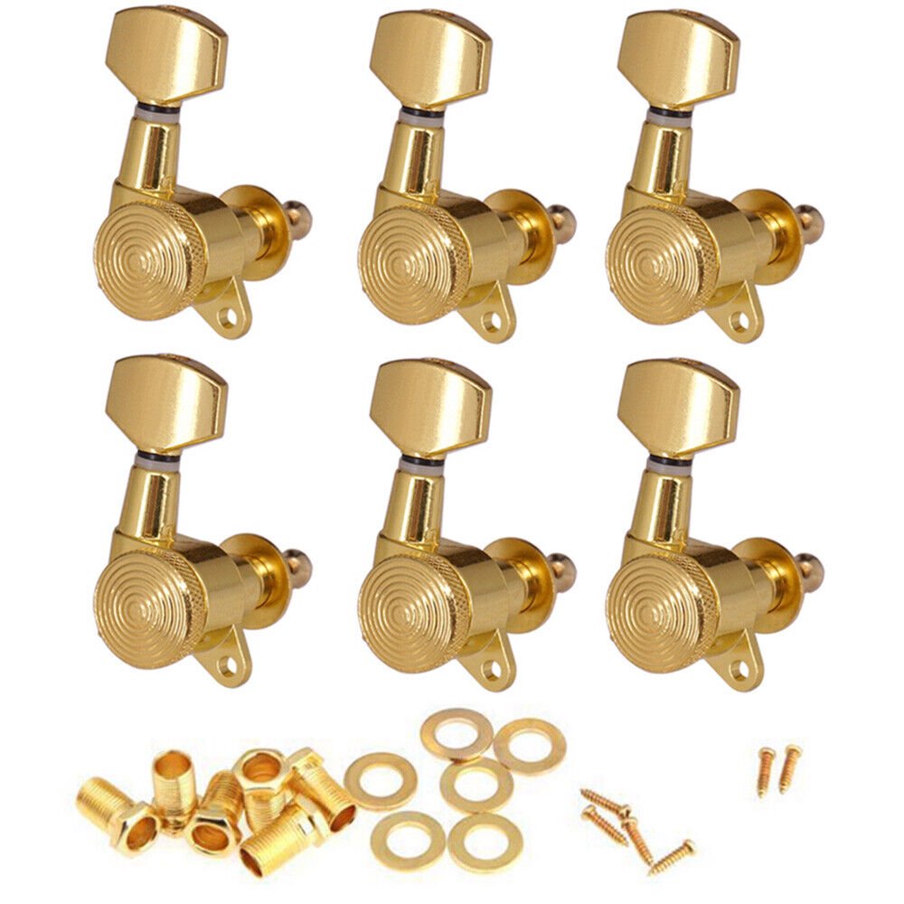 OEM 6R Guitar String Inline Tuning Pegs Locking Tuners Keys Machine Heads Gold photo 1