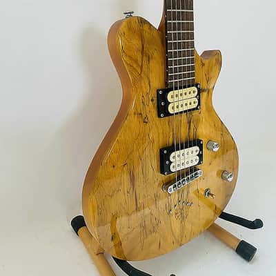 Sakura Electric Guitar, Burl Wood Top Mahogany Body, Maple Neck, Rosewood Fingerboard, 22 Frets, HH Pickups image 2