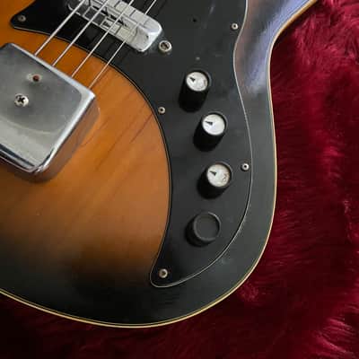 c.1960s Kay / Truetone K-592 Hollow Body Vintage Bass "Sunburst" image 7