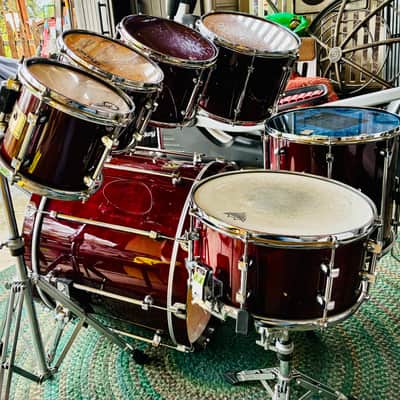 Premier Signia Marquis Rare 7-Piece Kit – 1999 UK Maple – Cherry Red – Flagship Series – w/ Cases EX image 6