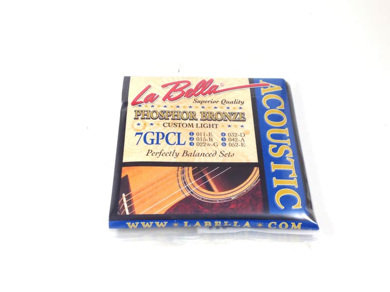 La Bella 7GPCL Phosphor Bronze Acoustic Guitar Strings - Custom Light (11-52) image 1