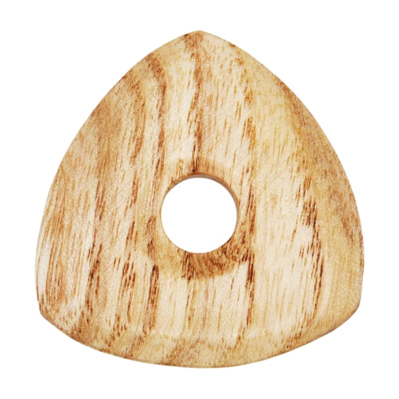 Ash Wood Guitar Or Bass Pick - 4.0 mm Ultra Heavy Gauge - 346 Contoured Triangle With Grip Hole - Natural Finish Handmade Specialty Exotic Plectrum - 3 Pack image 1