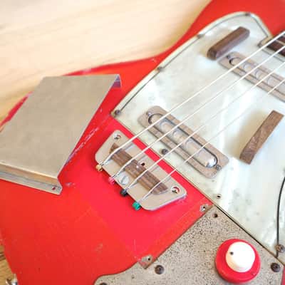1965 Danelectro Coral Deluxe Vintage Electric Bass Guitar Fiesta Red Full Scale image 10