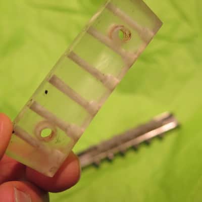 vintage 1960's clear Lucite bridge + tailpiece for solid body electric  - WHO MADE THIS??? image 6
