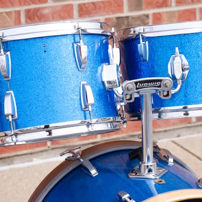 60's Ludwig Keystone Badge Blue Sparkle Kit - 20" 12,13,16" image 4