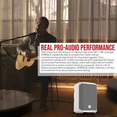 Electro-Voice EVERSE 8 8-Inch 2-Way Battery Powered Loudspeaker (White) Bundle with Focus Pro Audio All-Aluminum Speaker Stand Pack and 25-Feet XLR Male to Female Microphone Cable image 3