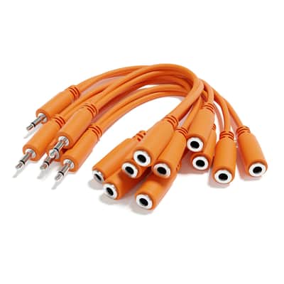 ExcelValley [Orange] 5-Pack - Mono Splitter Y Patch Cables - TS 3.5mm 1/8" Eurorack Synth Synthesizer image 1