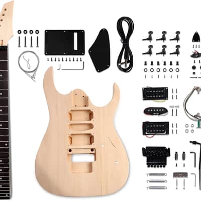 DIY Electric Guitar Kit Beginner Kit 6 String Right Handed with Basswood Body Hard Maple Neck Poplar Fingerboard Black Hardware Build Your Own Guitar. image 1