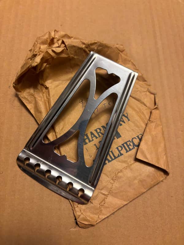 1950s Harmony Acoustic Flat Top Guitar Tailpiece NOS 1711 1940s - Chrome image 1