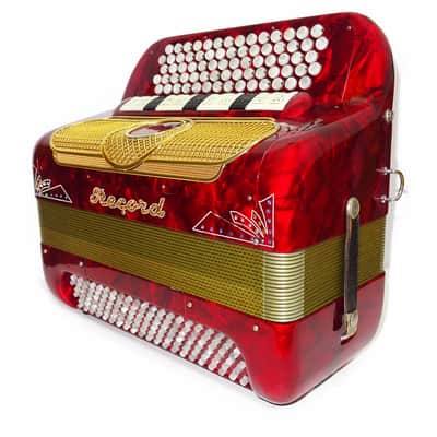 Rare 5 Row Button Accordion Record C System 123 Bass Buttons, made in Italy, New Straps, Original Case 2098, Wonderful Rich sound! image 6