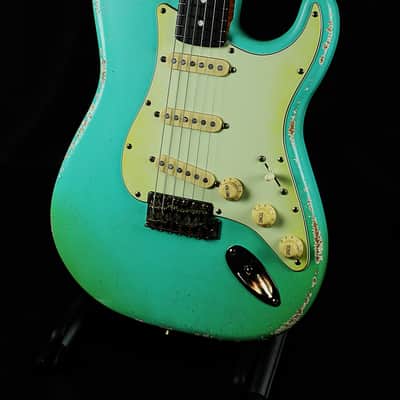 Riccardi Relics USA Strat, Fralin Blues Special pickups, MJT Seafoam Green Alder body, Nitro Roasted Maple neck with painted headstock, Hardcase image 5