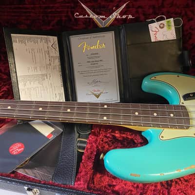 NEW Old Stock! 2022 Fender Custom Shop '60 Jazz Bass Relic - Seafoam Green - 9.4 lbs - Authorized Dealer - R120175 image 10