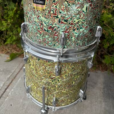 Yamaha Maple Custom Definitive 20 14 12 10 + 14x6 Snare Drum Set in Mint Candy finish + Bonus 13" Tom Japan image 4