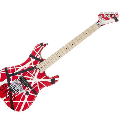Used EVH Striped Series 5150 Electric Guitar - Red, Black and White Stripes image 1