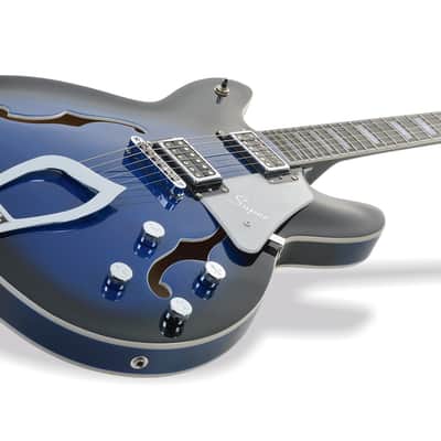 Hagstrom HSSUVIK60 Electric Guitar, Super Viking, Dark Baltic Sea Flame image 2