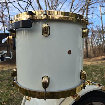Tama Starclassic Maple MIJ 13,16,22 with matching snare 1990s - Piano White Lacquer /Gold hdwr. image 15
