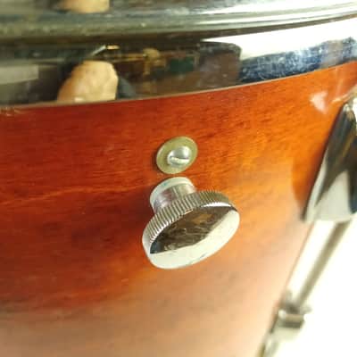 Ludwig 16x16"Mahogany Stain Floor Tom Drum Blue/Olive Vintage 70s 6Ply Maple USA image 9