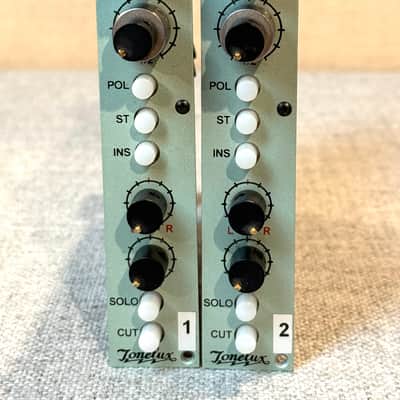 Tonelux MX2 Module - PAIR - Stereo Line Mixer 2008 - light green image 2