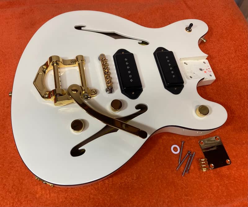 Squier Starcaster Guitar Body Vintage White Fully Loaded P90 | Reverb