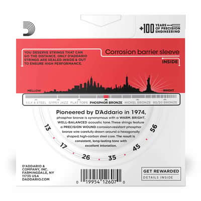 D'Addario EJ17-3D Medium 13-56 Phosphor Bronze Acoustic Guitar String 3 Pack image 3