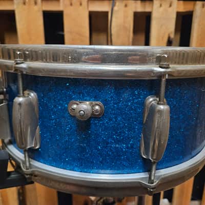 Slingerland 5.5"x 14" Super Gene Krupa Snare Drum - Blue Sparkle Pearl image 4