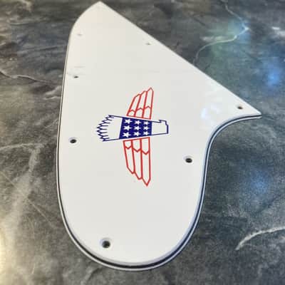 3 Ply White Pickguard for Gibson Thunderbird Bass 1998-2024 with Bicentennial Red & Blue Decal image 2
