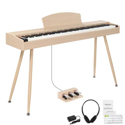 Ukscs 88 Key Standard Full Weighted Keyboards Digital Piano with Metal Stand, Power Adapter, Triple Pedals, Headphoneï¼Œfor All Experience Levels Natural Technology Wood image 8