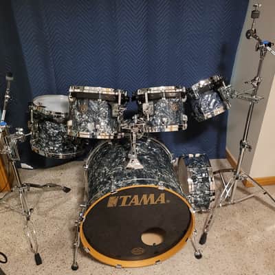 Tama Starclassic Kit 2000s Liquid Metal Birch Made in Japan MIJ Blue Swirl image 1