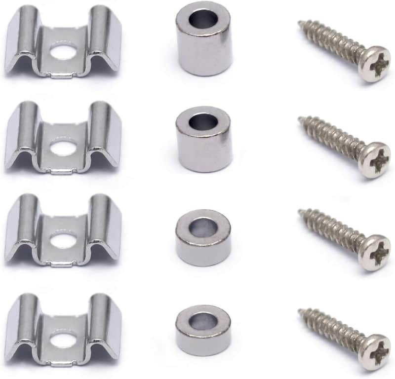 Guitar String Trees String Retainer Guides Compatible with Strat Tele Style Electric Guitar Bass Parts Replacement Pack of 4pcs with Mounting Screws Chrome. image 1