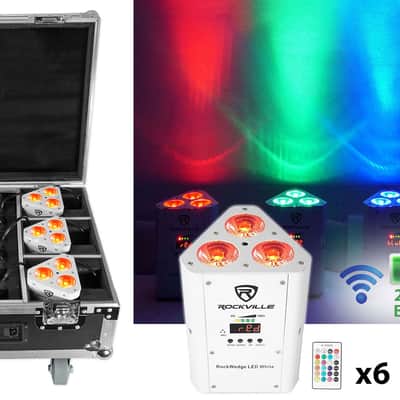 Rockville ROCKWEDGE PACKAGE WHITE (6) Battery Wireless Par Lights+Charging Case image 1
