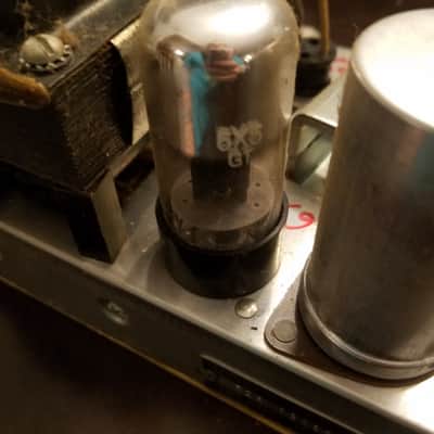 Silvertone Sears mono Tube Amplifier 6V6 project chassis Fisher AlNiCo Speaker 1959 Silver image 6