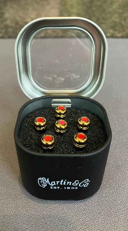 Martin APP0006 Luxe Liquid Metal Bridge Pin Set - Gold w/ Red Inlay image 1
