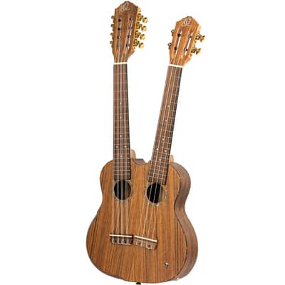Ortega Custom Built Series Double Neck 4 & 8 String Tenor Acoustic-Electric Ukulele w/ Bag image 16
