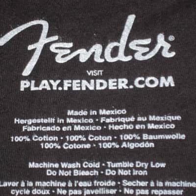new (old stock) A+ shape with paper hang-tag & clear plastic packaging genuine Fender American Original Whammy Short Sleeve T-Shirt, Size Medium (M), part # (p/n): 9123013025, SHIRT: Black 100% Cotton / GRAPHIC: White, Gray, Silver image 7