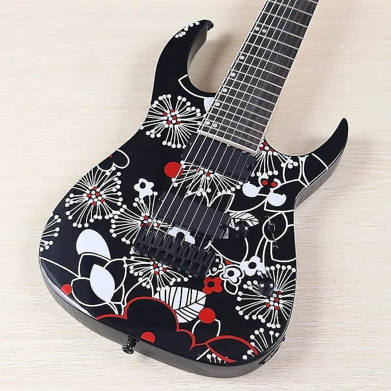 39 Inch 8 String Custom Electric Guitar, Solid Basswood Body, Maple Neck image 1