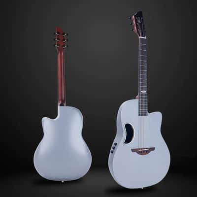 WINZZ AFO300C Solid Spruce Top With Carbon Fiber Back Acoustic Electric Guitar - Grey image 9