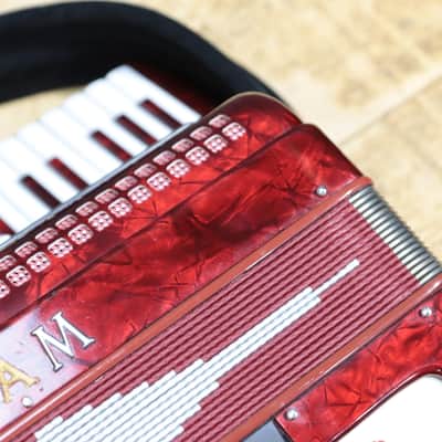 PAM Accordion 120-Bass 41-Key 5-Treble Switch Red Piano Accordion w/Case image 14