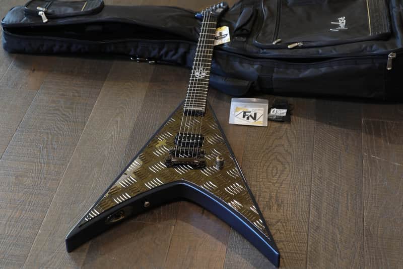 2018 ESP LTD STATIC-600V Wayne Static X Electric Guitar Flying V Gun Metal Blue + Gig Bag image 1