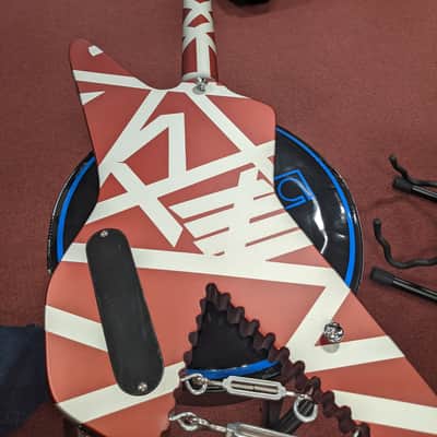 EVH Striped Series Shark 2020's Burgundy w/ Silver Stripes image 10