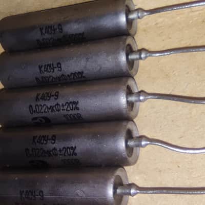 5x 0.022uF NOS Soviet K40Y-9 PIO 22 nF 1000v guitar tone capacitors Paper In Oil Amp Lot of 5 pcs image 2