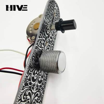 Loaded engraved Silver Guitar Tele Style Control Plate with Roller Saddles Bridge image 2