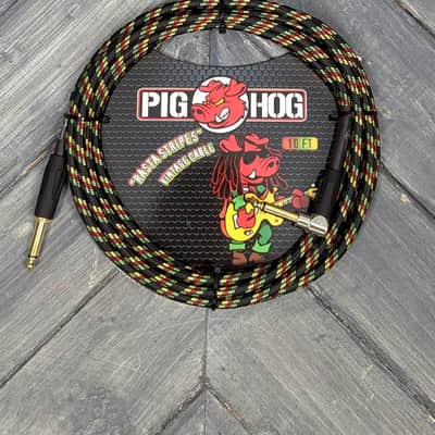 Pig Hog Rasta PCH10RAR 10ft Straight to Right Angle Instrument Cable image 1