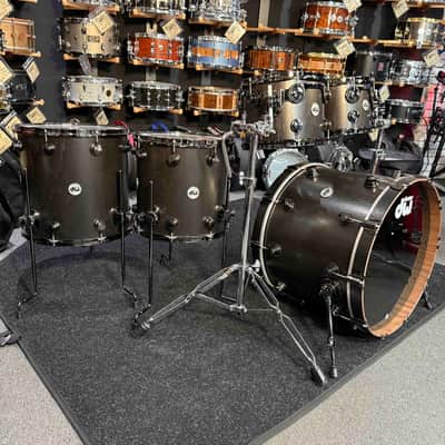 ~WOW!~ DW Collector's Series Pure Walnut 5-Piece 10/12/14/16/22 Drum Kit Set in Ebony Satin Oil with Black Nickel Hardware image 5